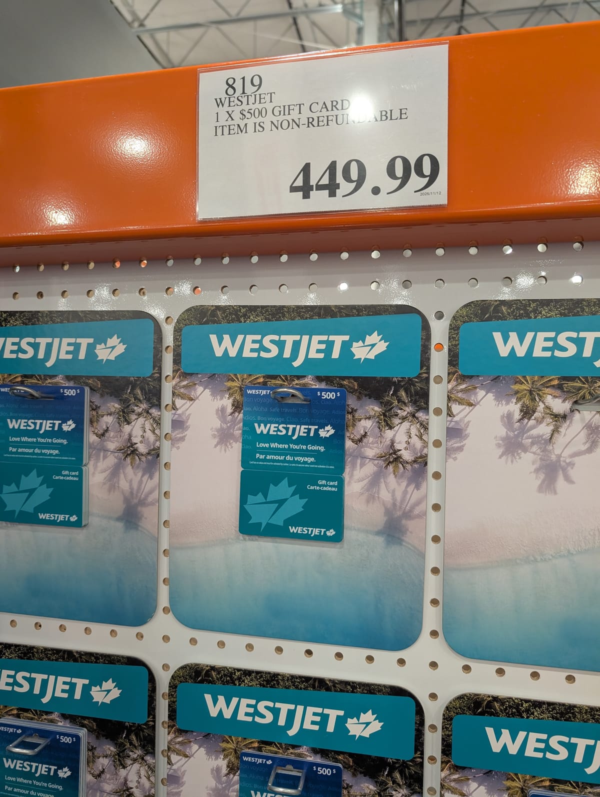 Gift cards at Costco