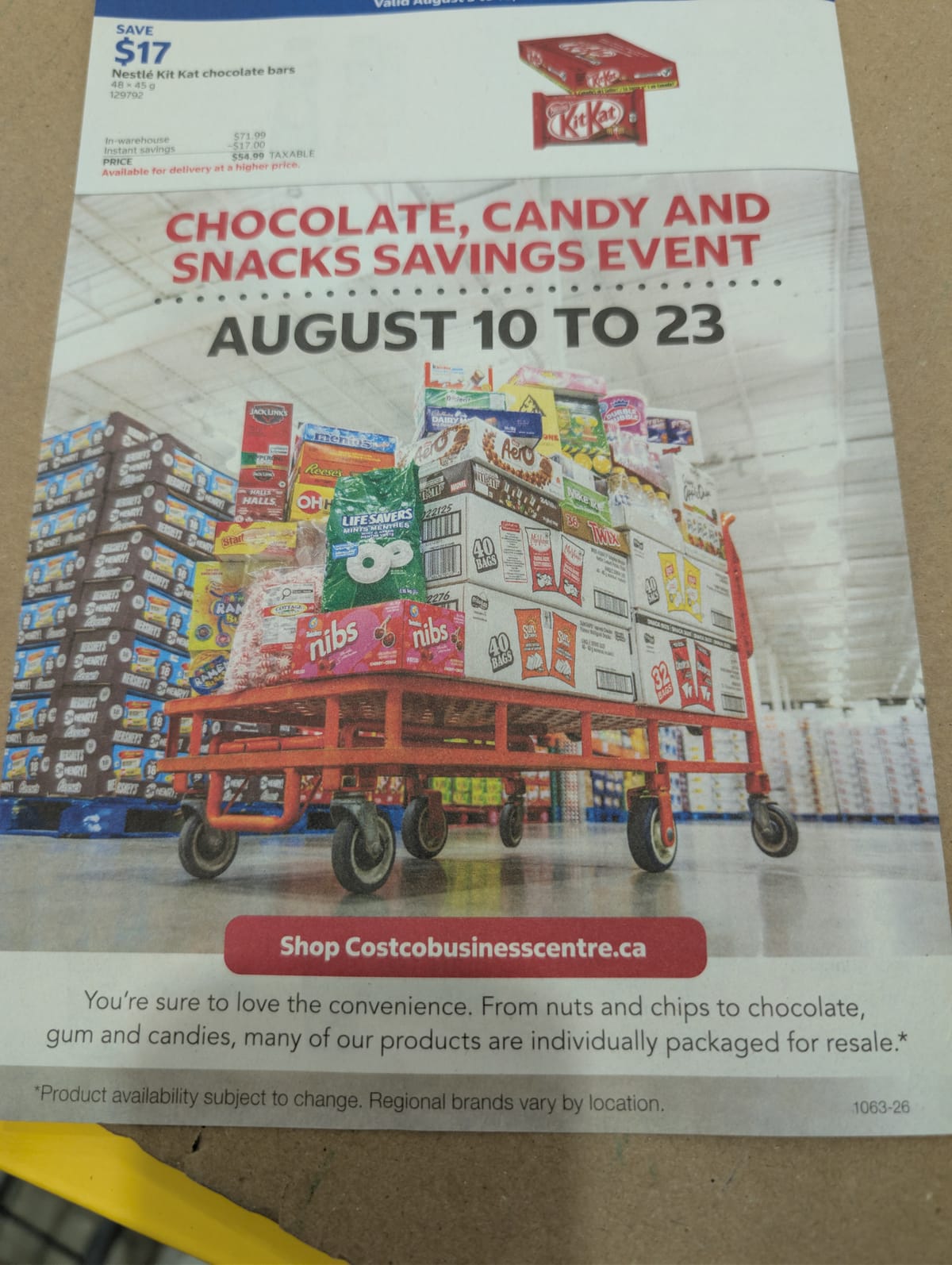 Costco Business Centre chocolate, candy and  Snacks savings event