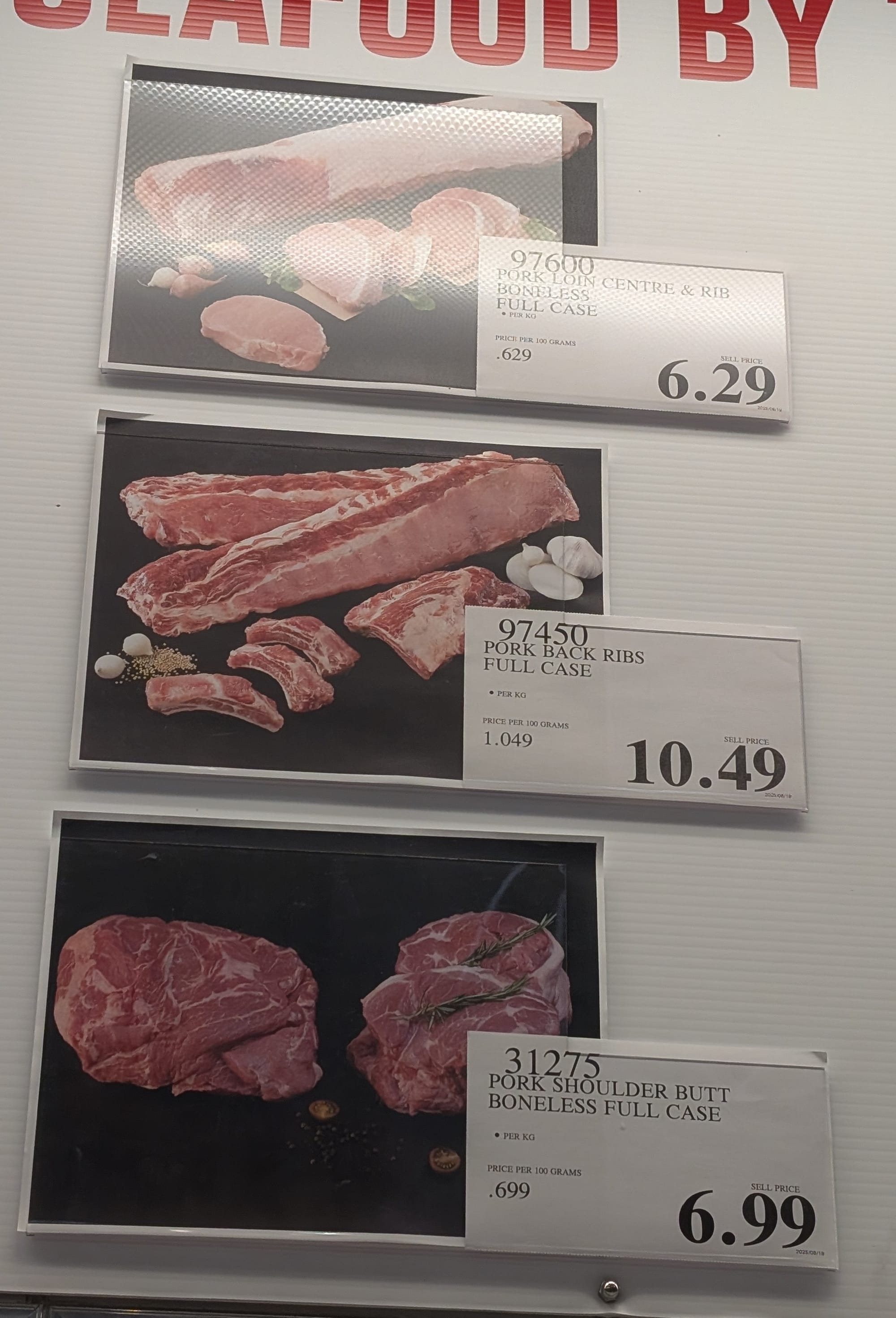 Bulk meat orders at Costco