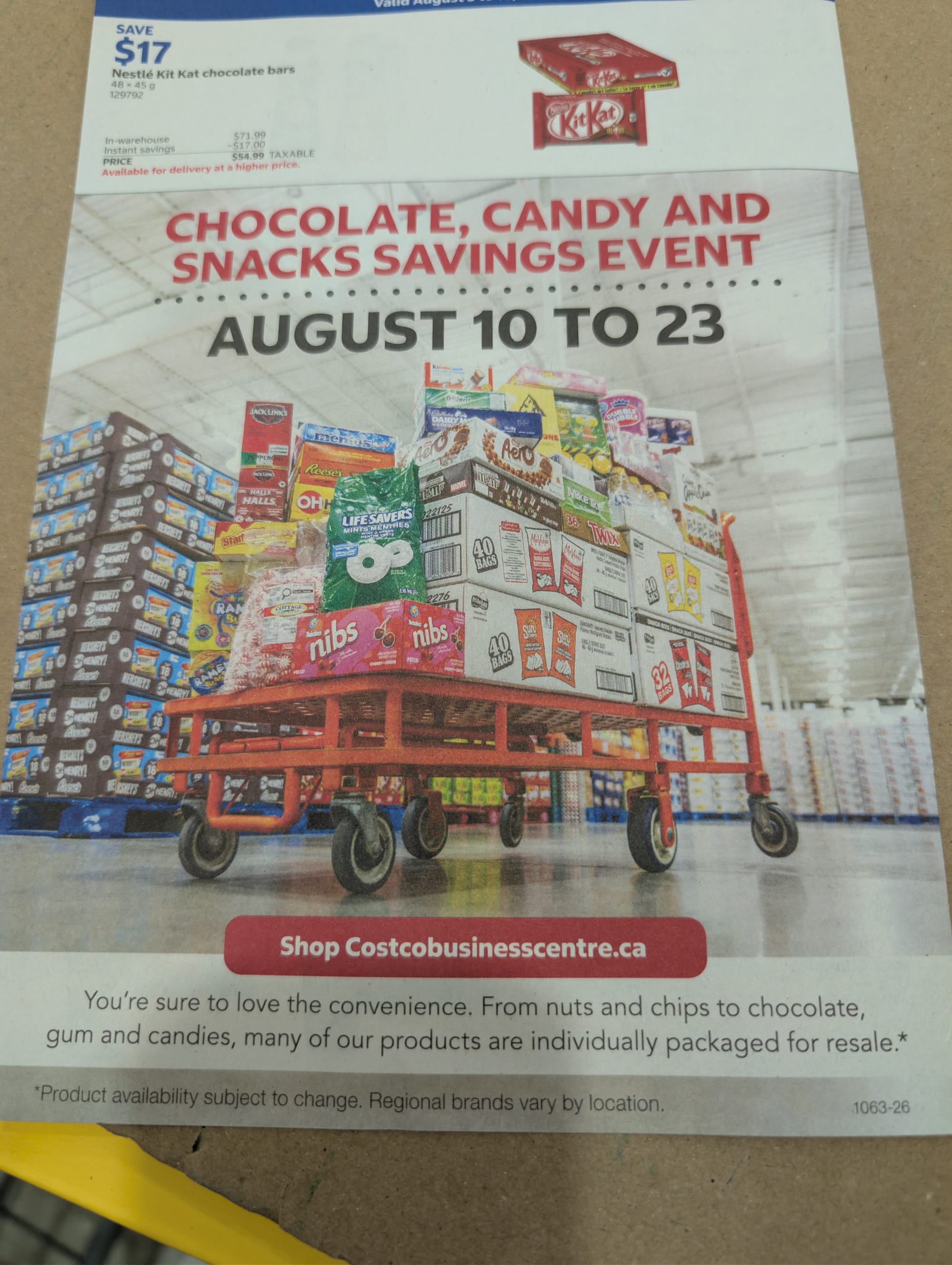 Costco Business Centre chocolate, candy and  Snacks savings event