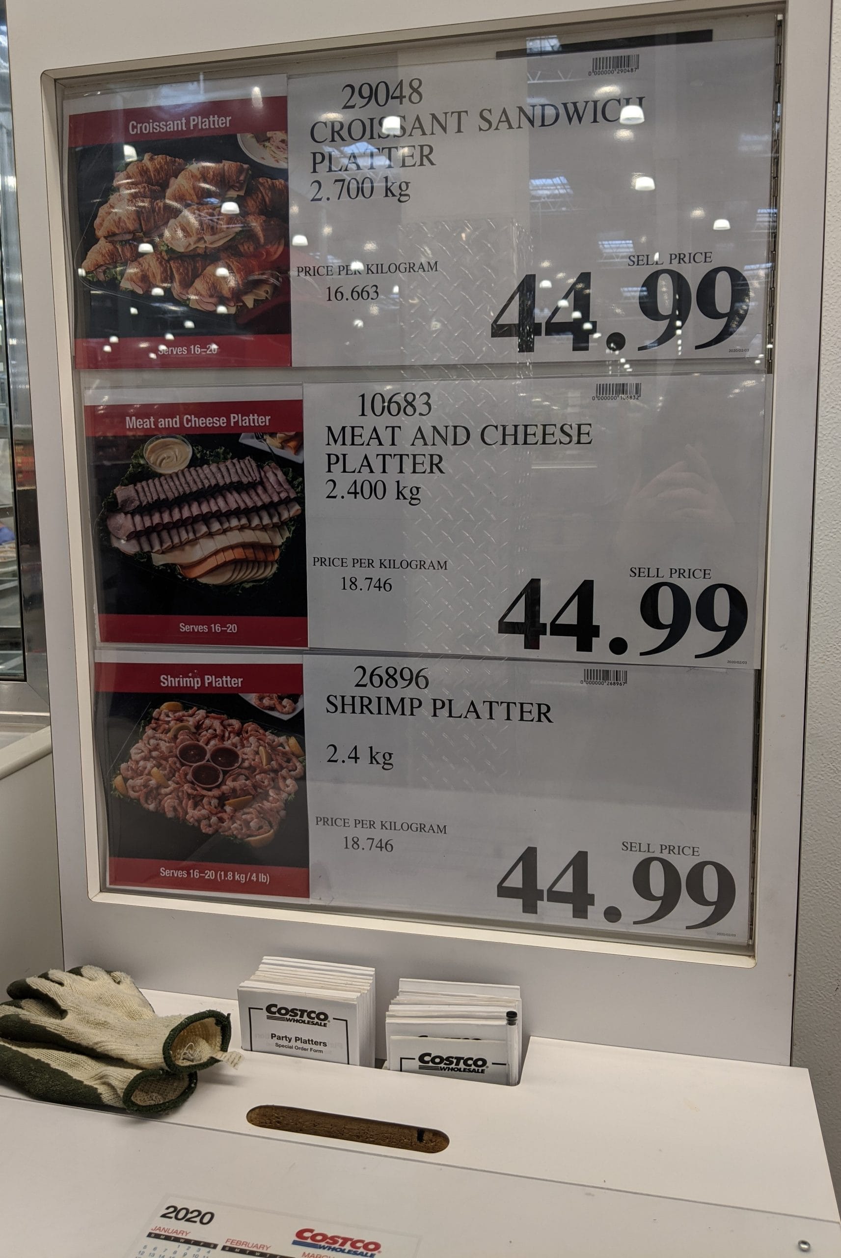 Buying party platters at Costco