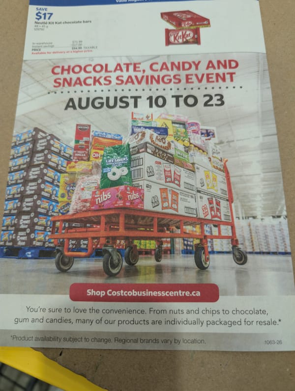 Costco Business Centre chocolate, candy and  Snacks savings event