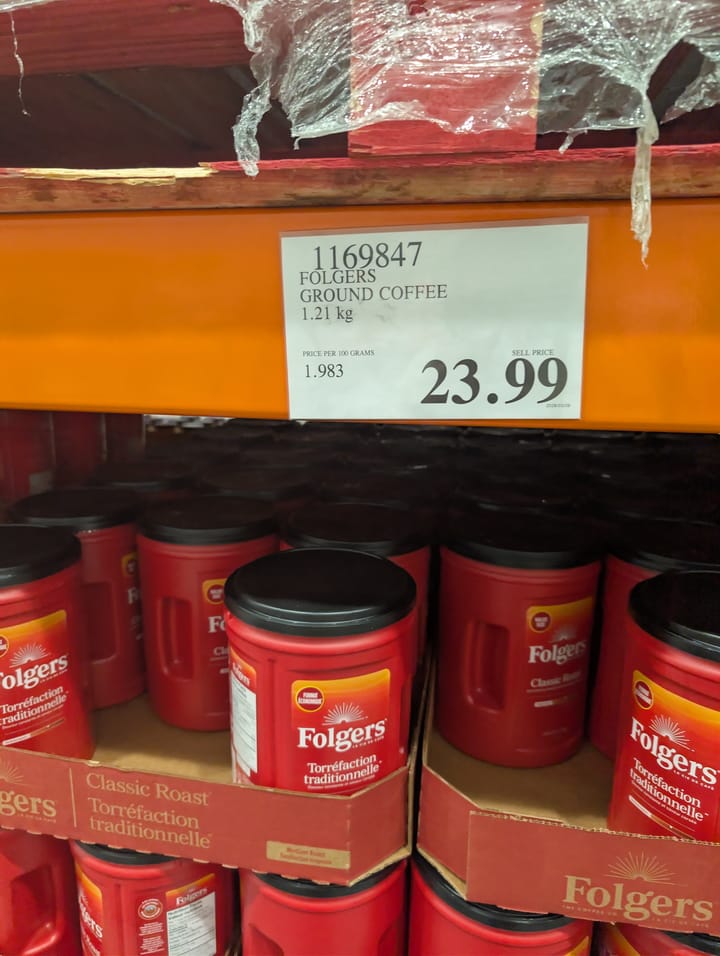 Coffee prices at Costco