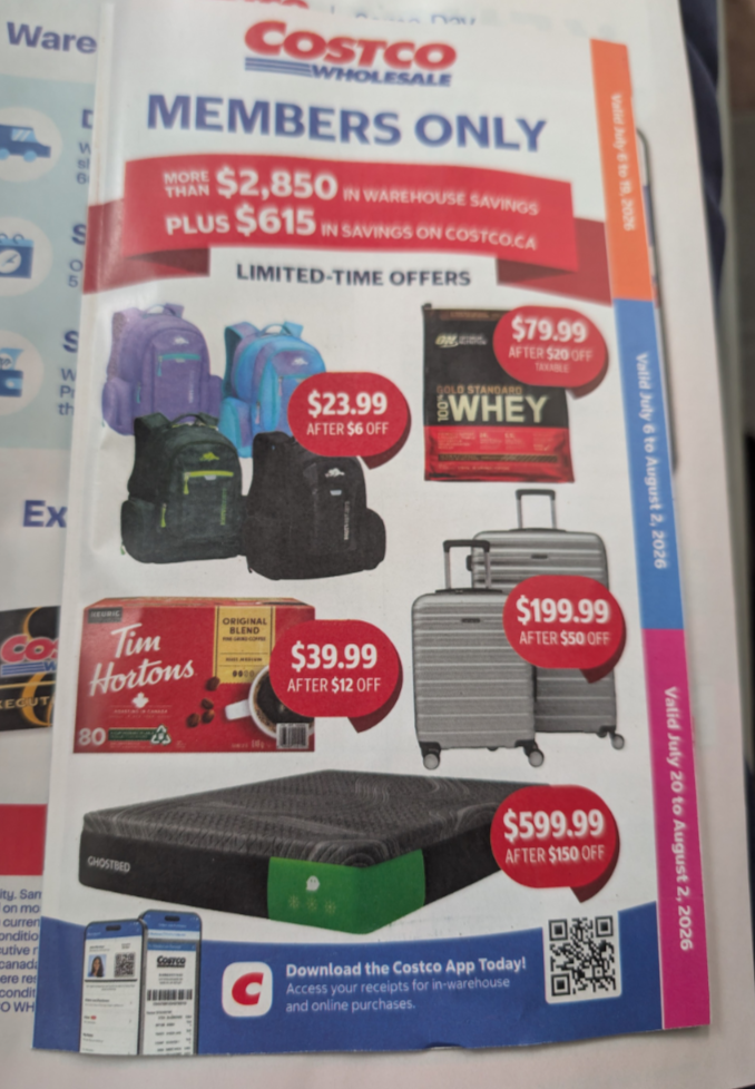 Upcoming sales at Costco