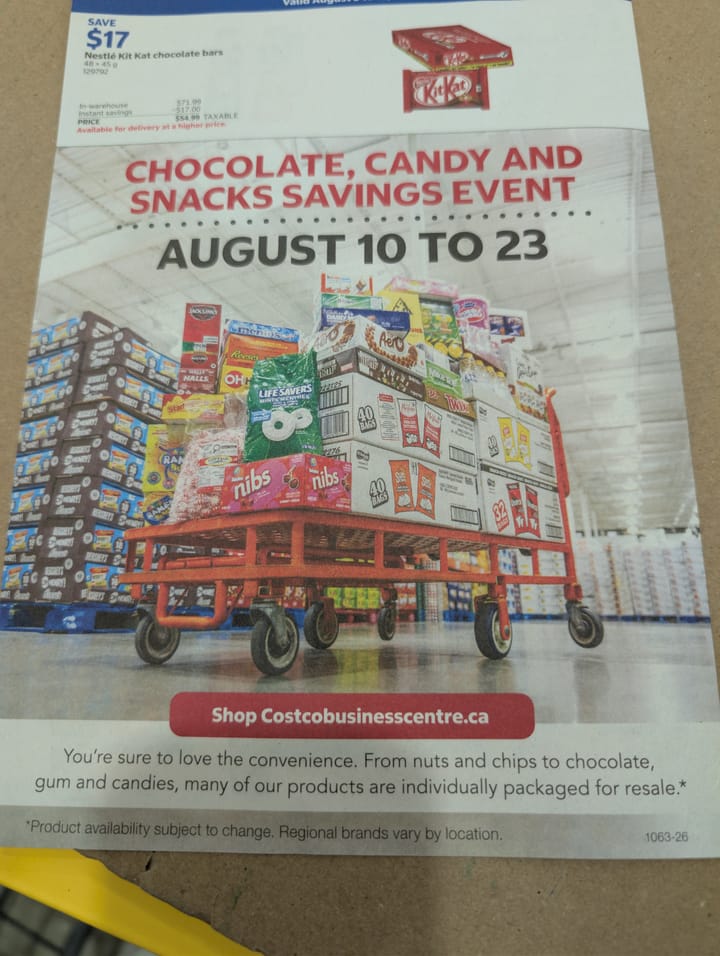 Costco Business Centre chocolate, candy and  Snacks savings event