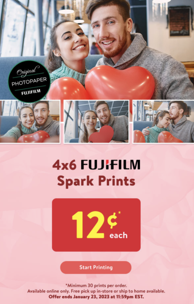 Spark Prints sale at Walmart photo centre