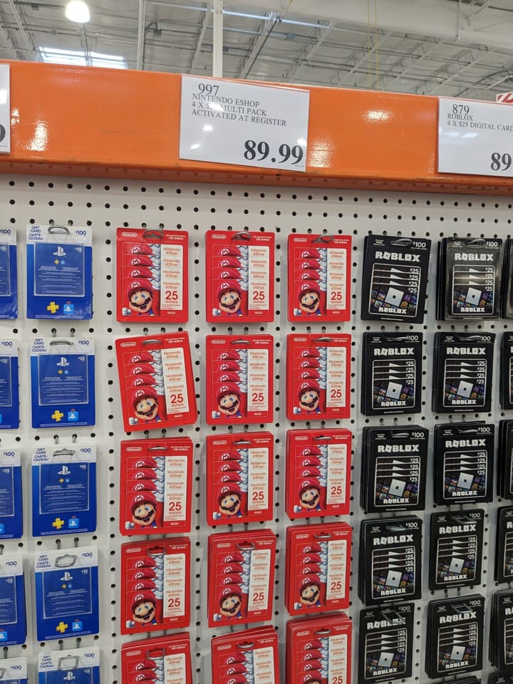 Gift cards at Costco