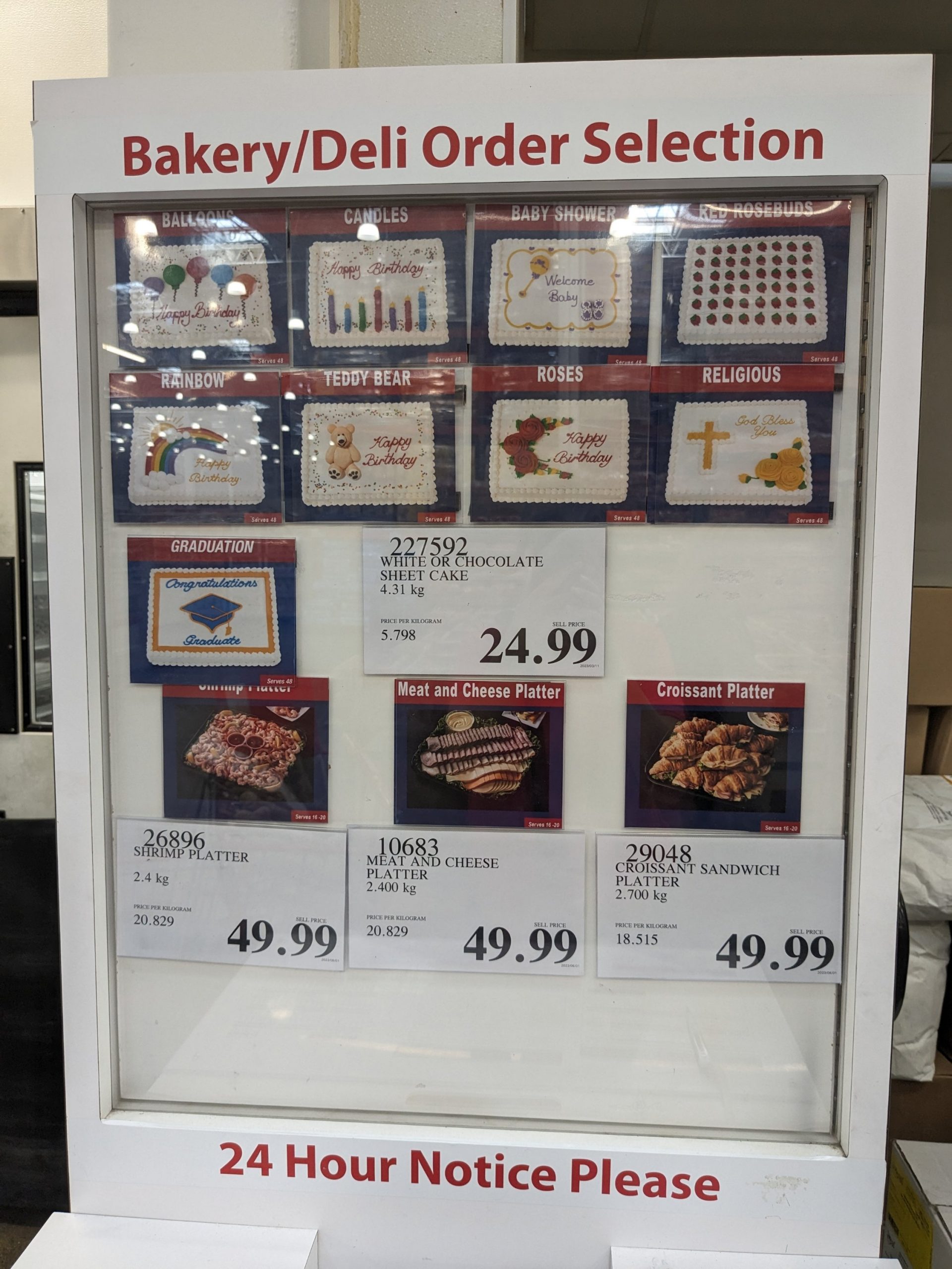 Ordering cakes and platters from Costco Canada