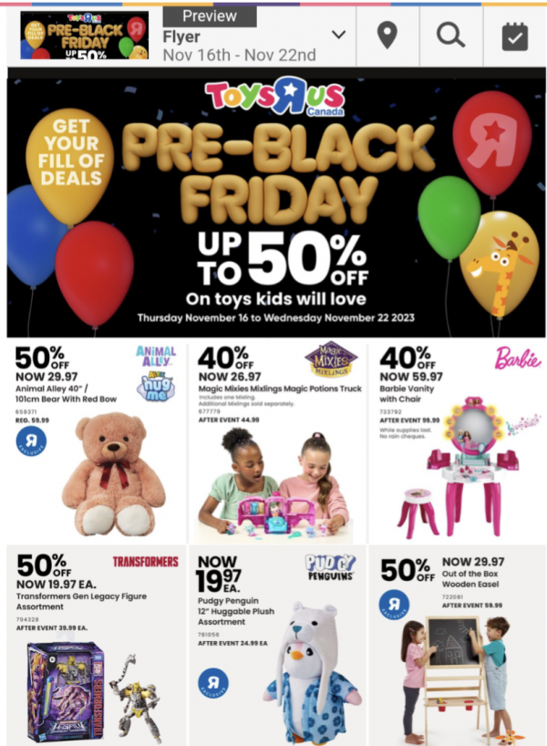 Toys R US and Babies R US Pre black Friday deals