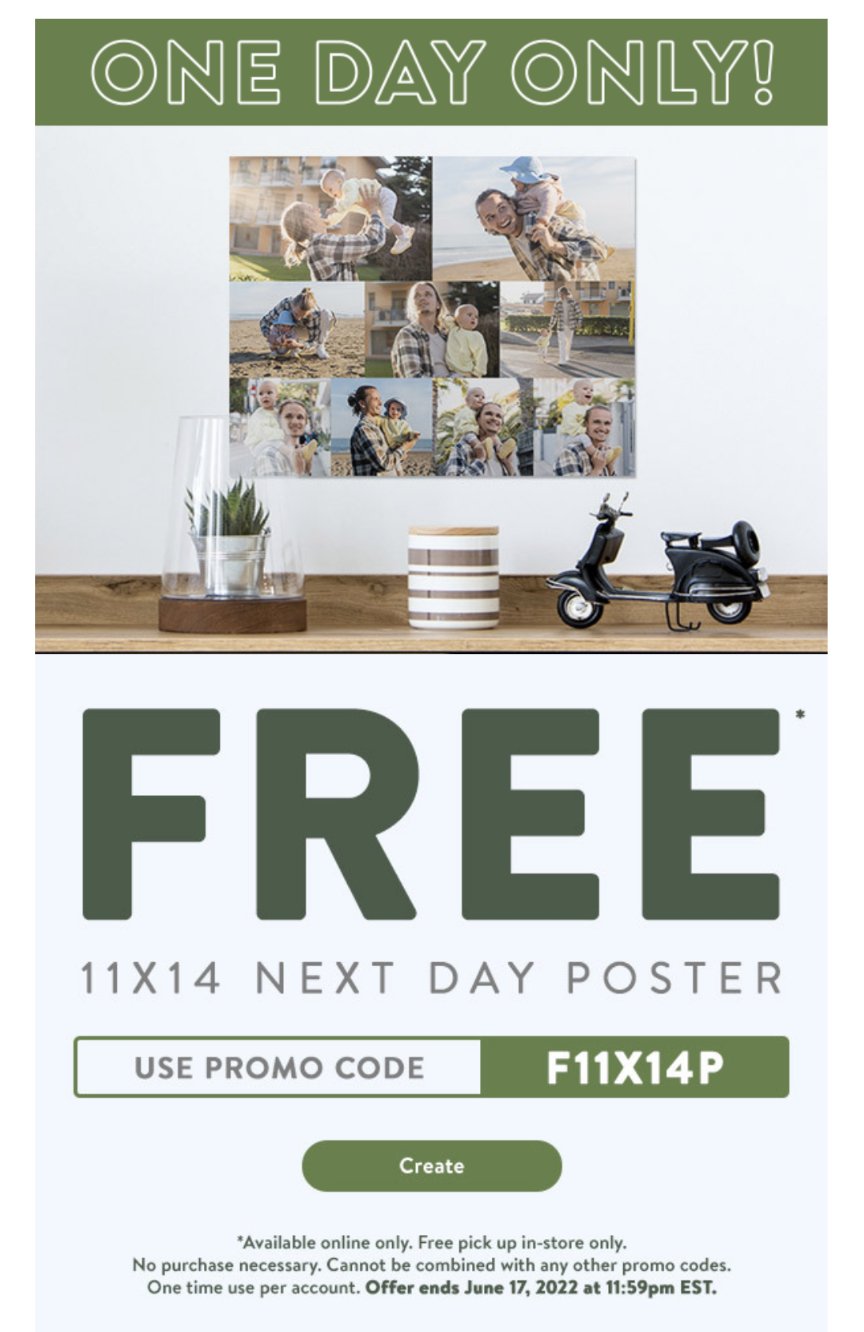 Walmart photo centre free poster!! Save Money in Winnipeg