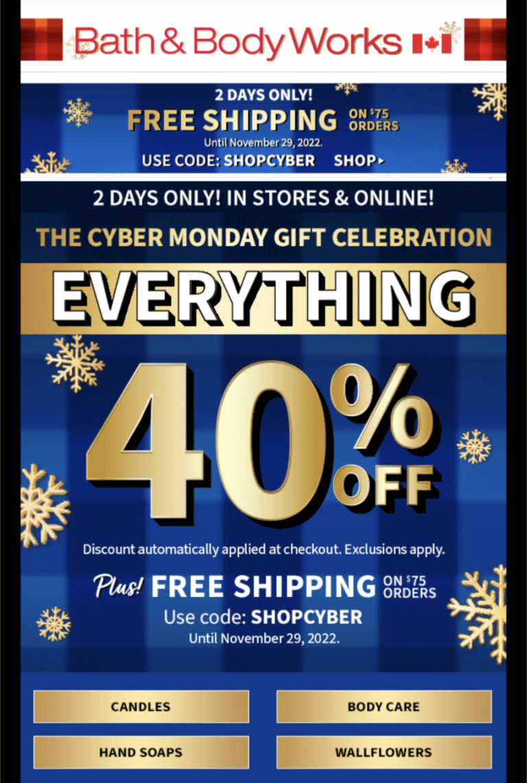 Bath and body works Cyber Monday deals Save Money in Winnipeg