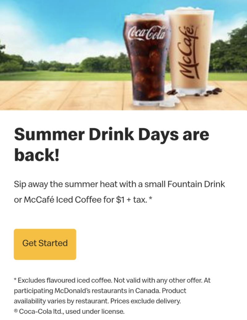 McDonald's summer drink days Save Money in Winnipeg