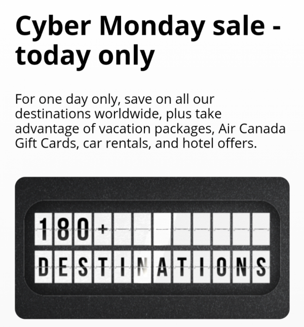 Air Canada Cyber Monday deals Save Money in Winnipeg